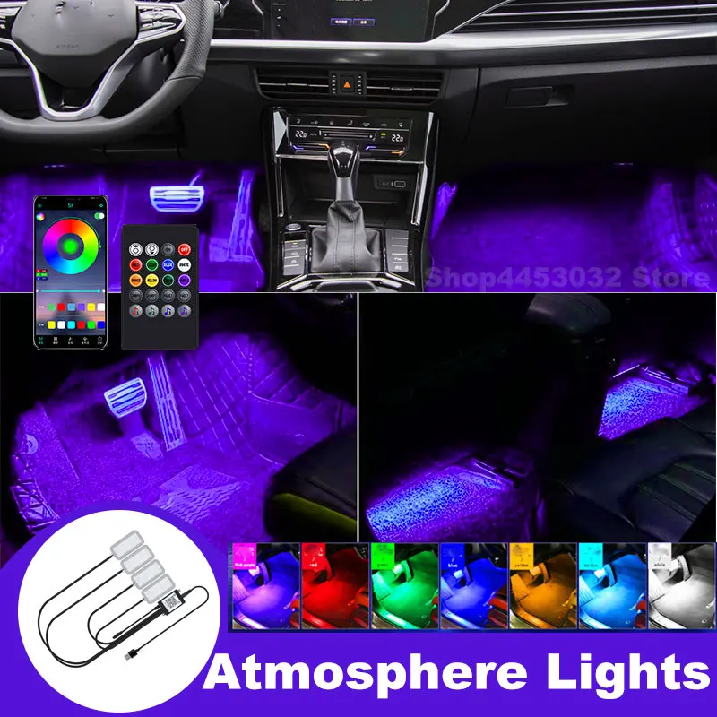 nocą samochodu RGB Led Lamp Usb do Volkswagena Jetta MK6 Touran Passat B5 B6 B7 Bezprzewodowe zdalne sterowanie APP Akcesoria