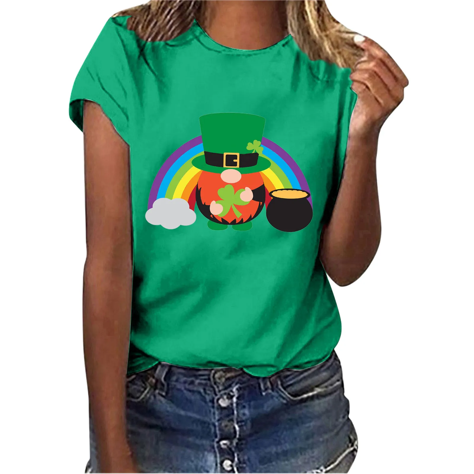 

Женская терморубашка, Женский Повседневный модный топ, рубашки с коротким рукавом и круглым вырезом, топы с радужным принтом, черные тренир...