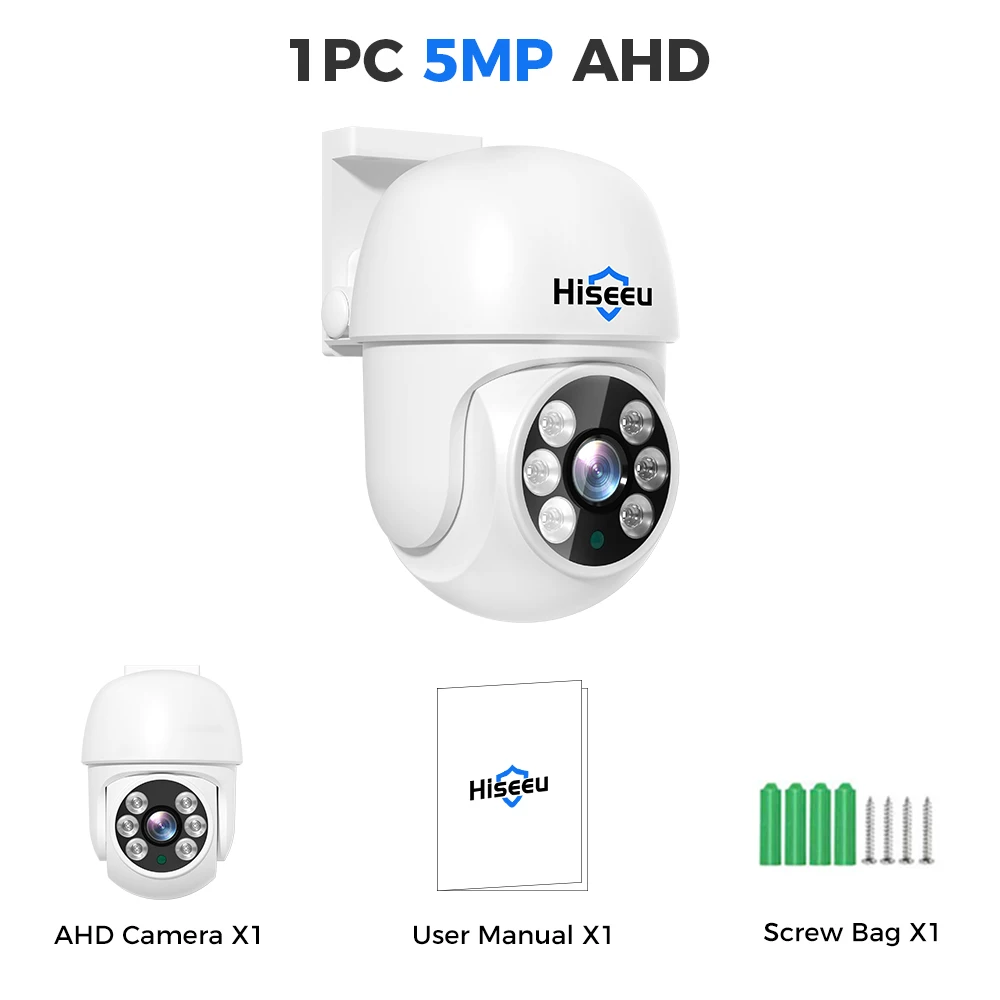 

Hiseeu 5MP AHD PTZ Водонепроницаемая камера видеонаблюдения
