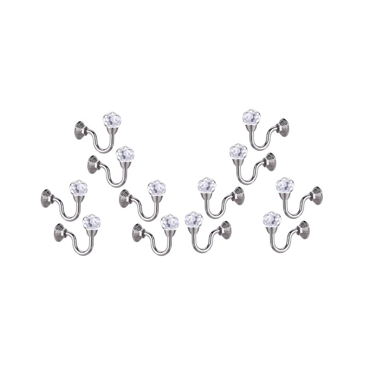 

12Pcs Retro Crystal Glass Curtain Holdback Wall Tie Back Hanger Holder Drawer Handle Curtain Accessories Hanger