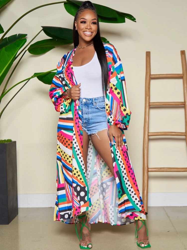 

Африканское пальто для женщин, кардиган, африканская одежда, Дашики, новый стиль, весна-осень, платье макси, модное Африканское женское цель...