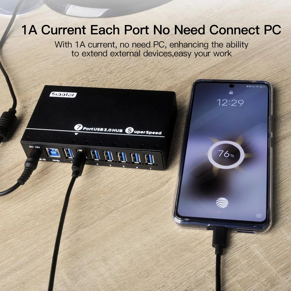 Высокоскоростной Внешний USB-разветвитель Sipolar A-103 10, USB 3,0, для  передачи данных, быстрой зарядки, 12 В, 5 А, адаптер питания для телефона и  ...