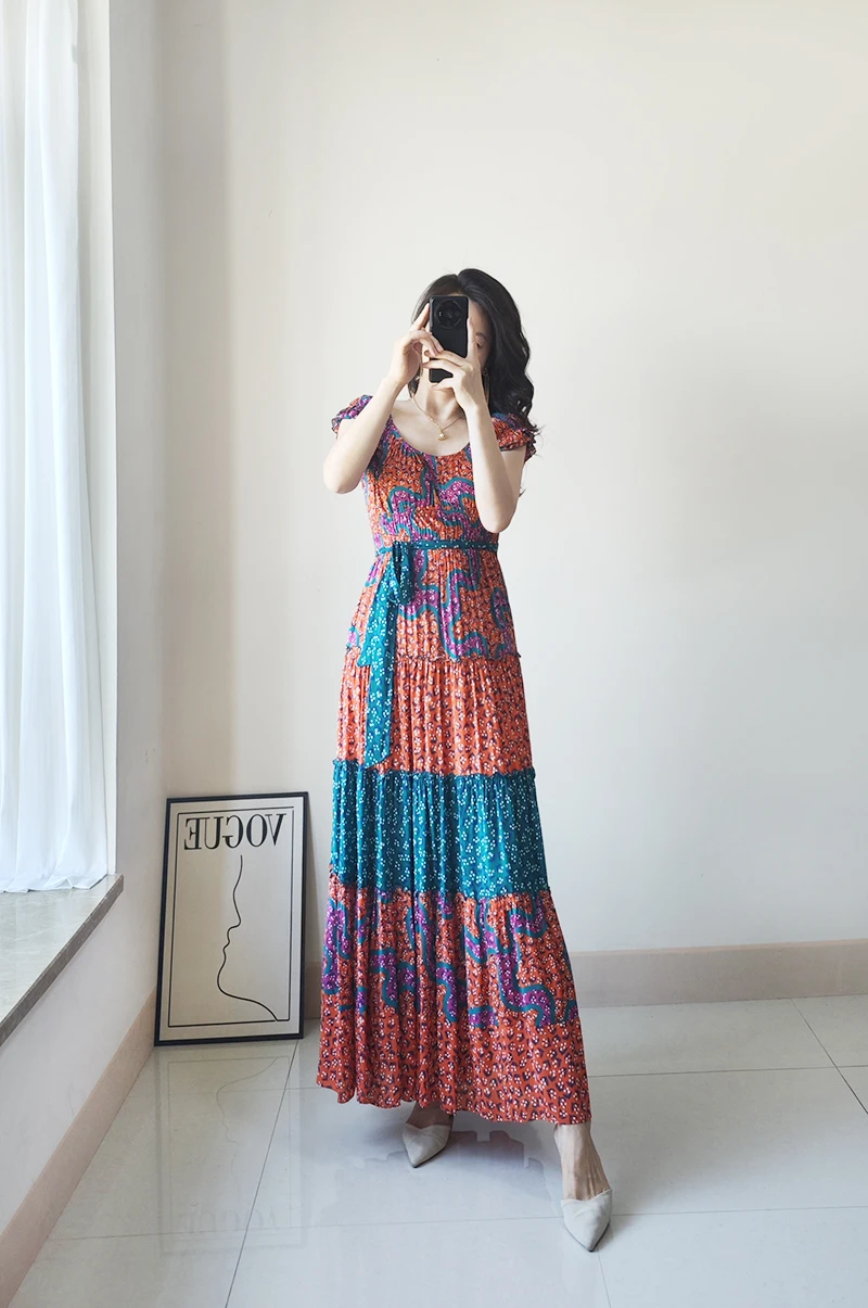 Платье макси с рукавами и поясом US 2-US 12