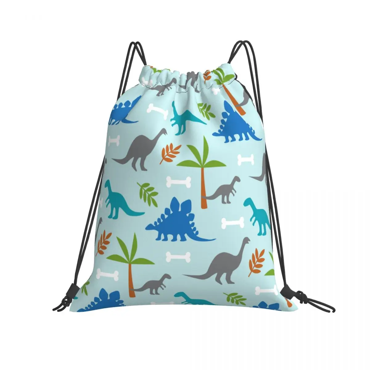 Foldable Gym Bag Dinosaur Scene (1) Fitness Backpack Drawstring Hiking Camping Swimming Sports Bag