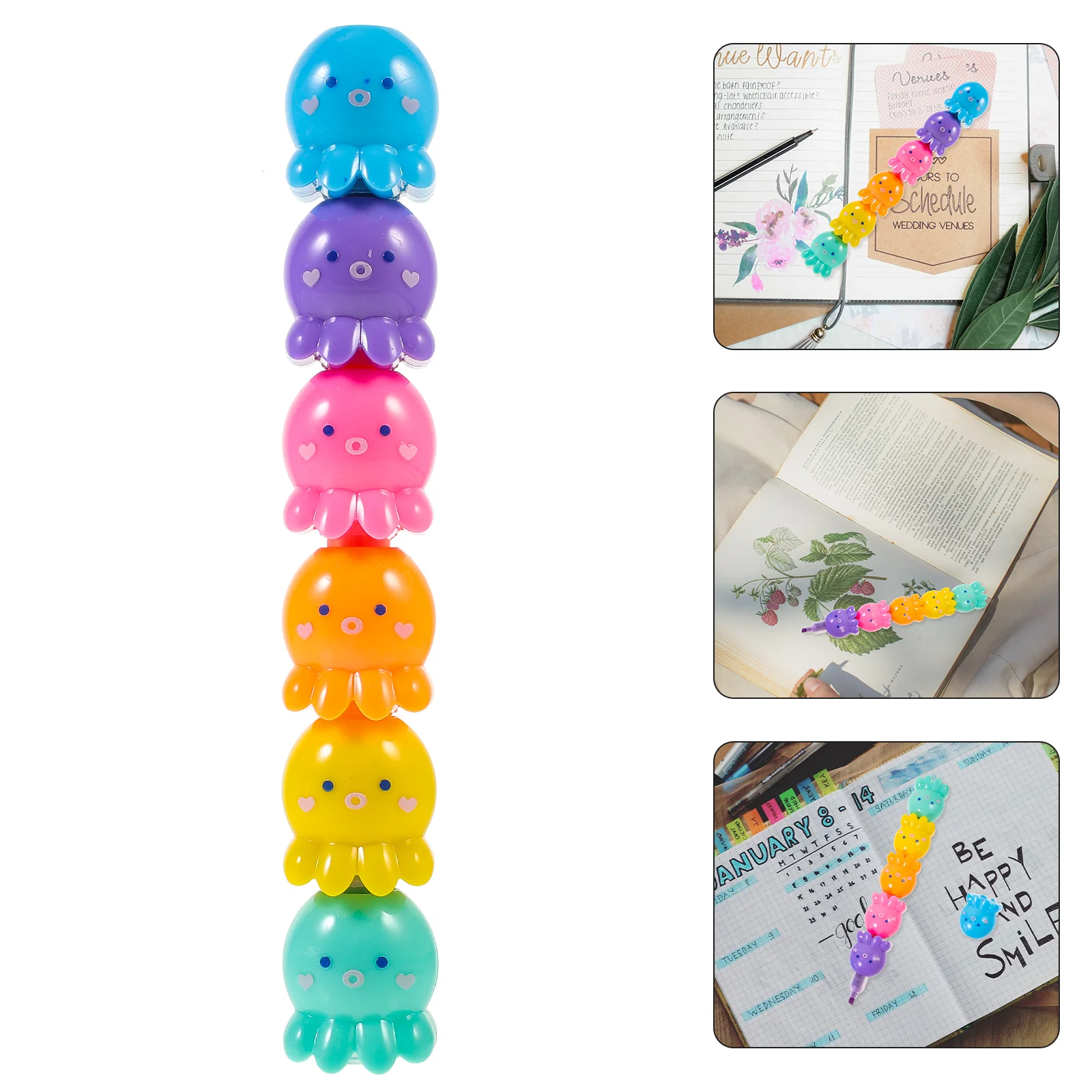 

Octopus Stitching Pen Information Marker Colorful Book Water Mini Highlighters Fluorescent Pens Silica Gel Student Pencils Kids