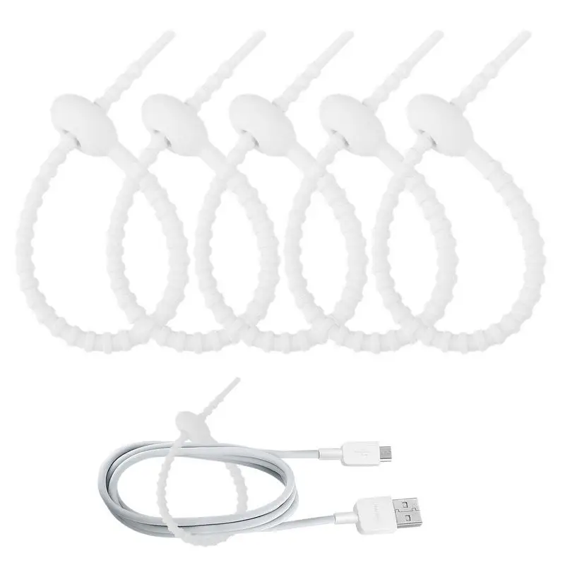 

Cord Organizer Ties 15cm/5.9inch Silicone Cable Straps Reusable Wire Ties Elastic Silicone Reusable Zip Ties Length Adjustable