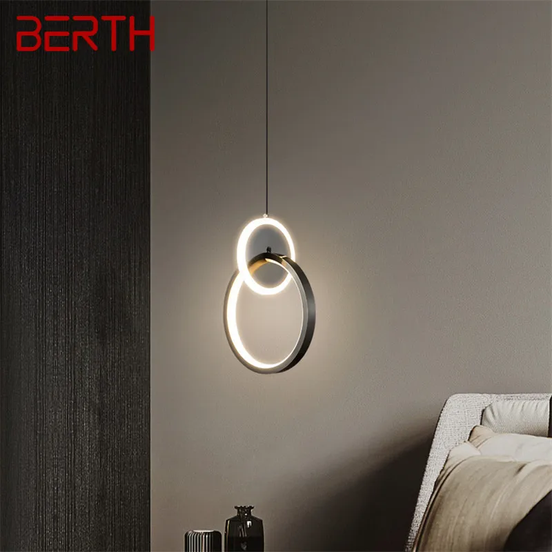 

BERTH Modern Black Copper Chandelier LED 3 Colors Creative Decorative Hanging Light for Home Bed Room