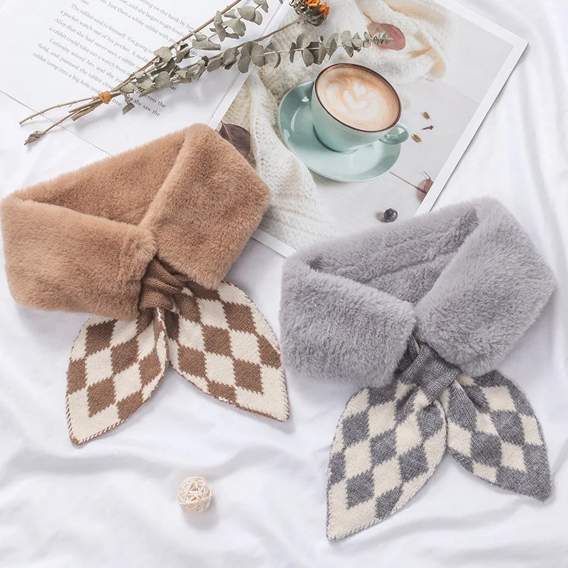 

Зимний теплый плотный вязаный плюшевый воротник «рыбий хвост» в стиле унисекс, Женский однотонный дикий непродуваемый мягкий шарф