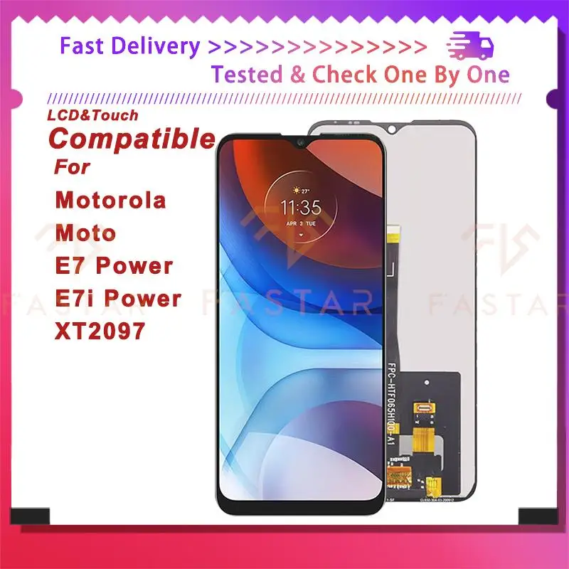 ЖК-дисплей 6,51 дюйма для Motorola Moto E7i E7 Power XT2097, сенсорный дигитайзер в сборе, замена экрана телефона Moto E7Power LCD