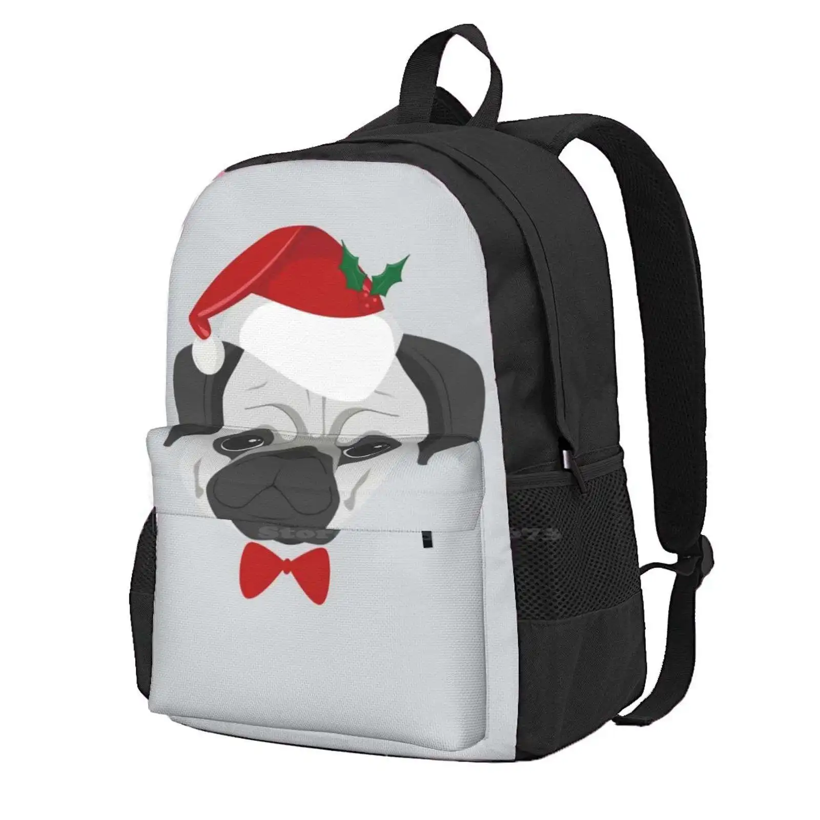 

Xmas Pug Backpacks For School Teenagers Girls Travel Bags Christmas Xmas Holidays Dog Pug