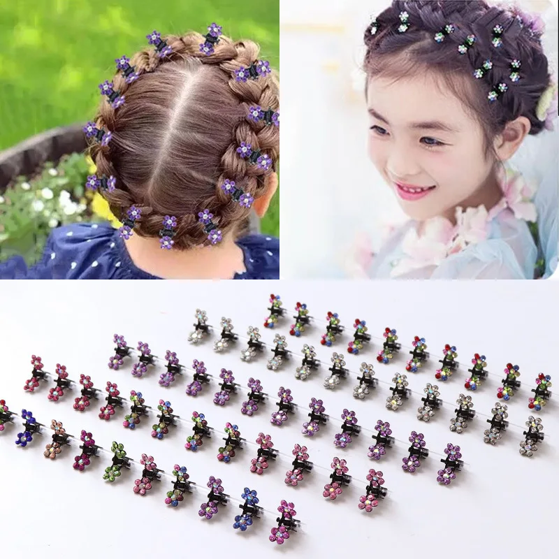 12 Pcs Butterfly Diamond Plum Hair Clips Mini Hairpin Small Flowers Hair Clip Bangs for Children Crystal Girls Hair Accessories
