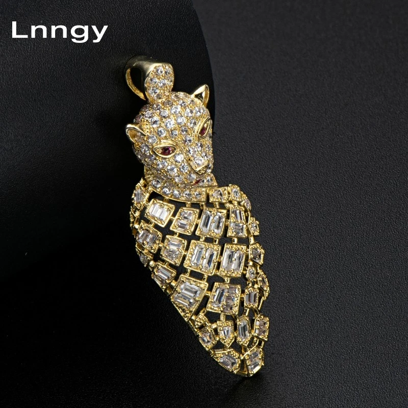 

Lnngy Yellow Gold Animal Baguette CZ Charm Pendant 14K Solid Gold Iced Out Hip Hop Pave CZ Birthday Gift Jewelry for Men Women