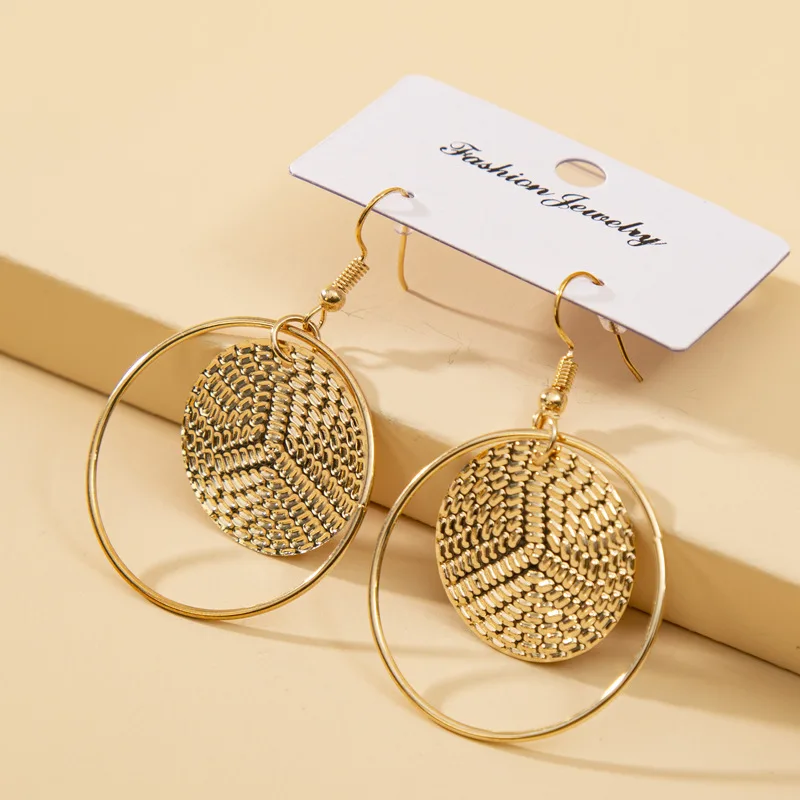 

Серьги в стиле ретро с геометрическим рисунком, кольцо из розового золота, милые новые китайские модные серьги в стиле бохо для женщин, модн...