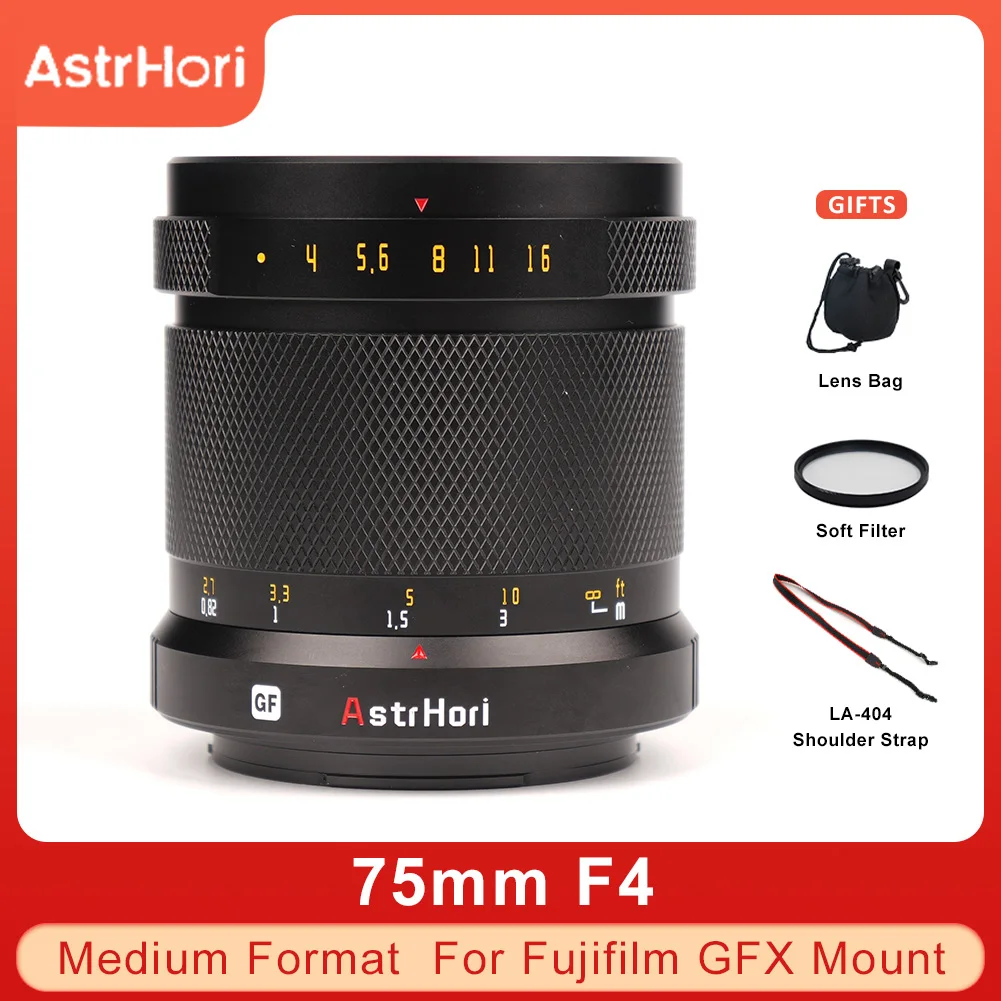 

AstrHori 75mm F4 MF Portrait 100 Million Pixels Medium Format Camera Lens for FUJI Mirrorless Camera GFX100 100S GFX50S 50R