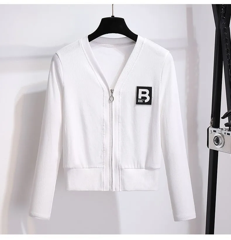 

Women's High-end Golf Jacket, Short Jacket, Baseball Jacket, Korean Fashion, V-neck, Zipper, Outdoor Casual Wear