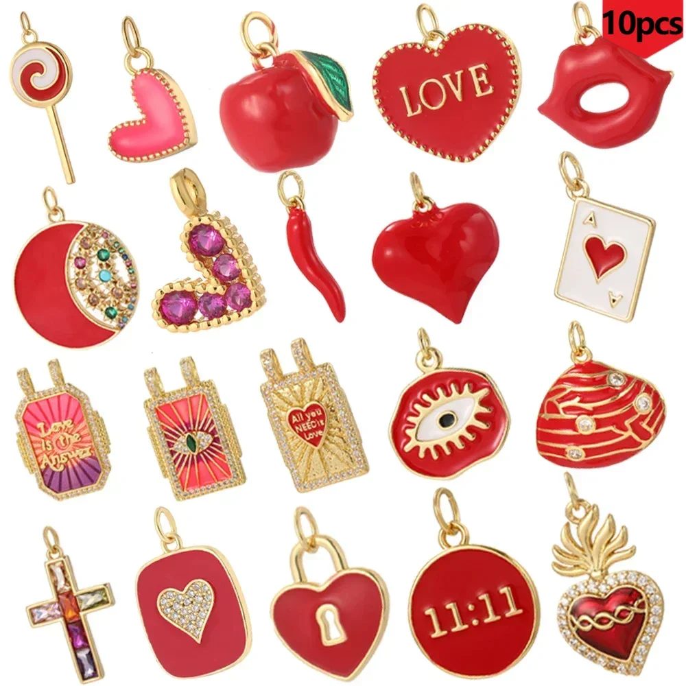 10 шт. милые подвески в форме сердца для изготовления ювелирных изделий карты Таро