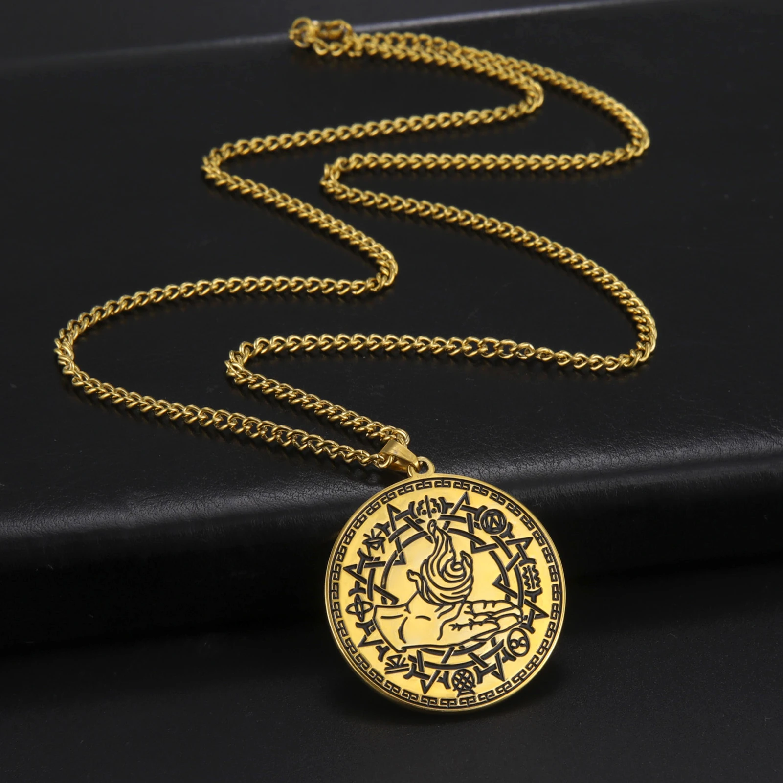 LIKGREAT волшебный символ огня ожерелье с алхей Классическая Геометрическая