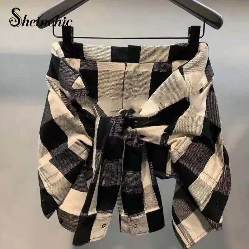 Luxury Designers Shorts Women 2022 Summer Korean Vintage Elegant High Waist Short Femme été Plaid Pantalones Cortos De Mujer