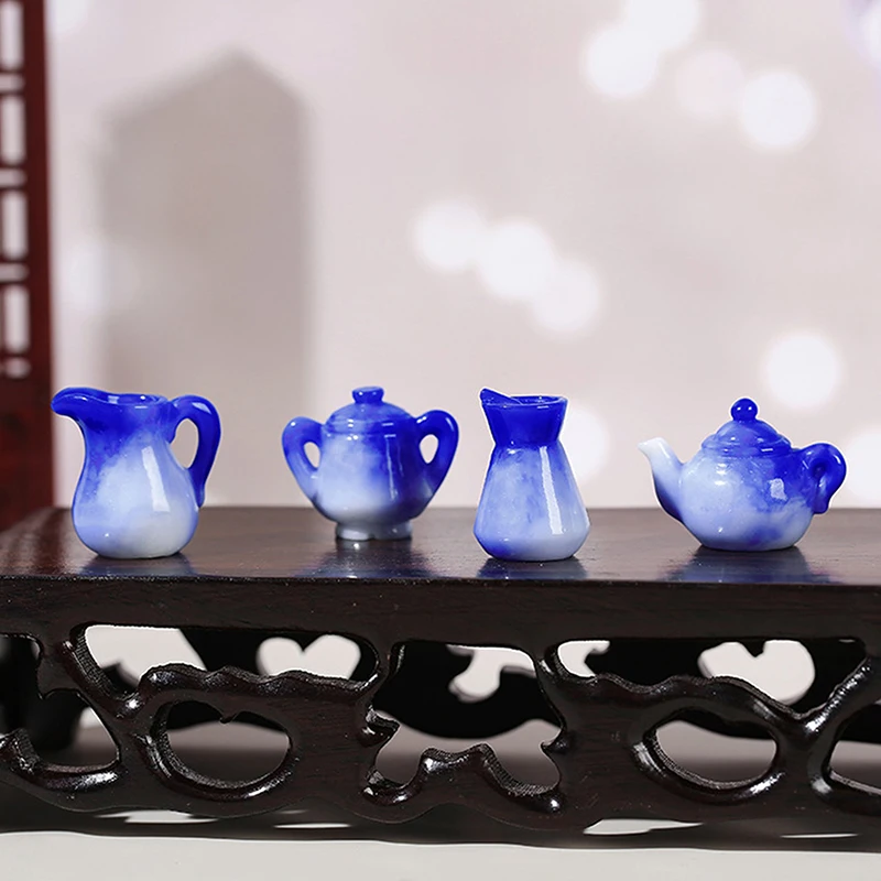 10 шт. 1/12 масштаб кукольный домик миниатюрная имитация синего и белого фарфора