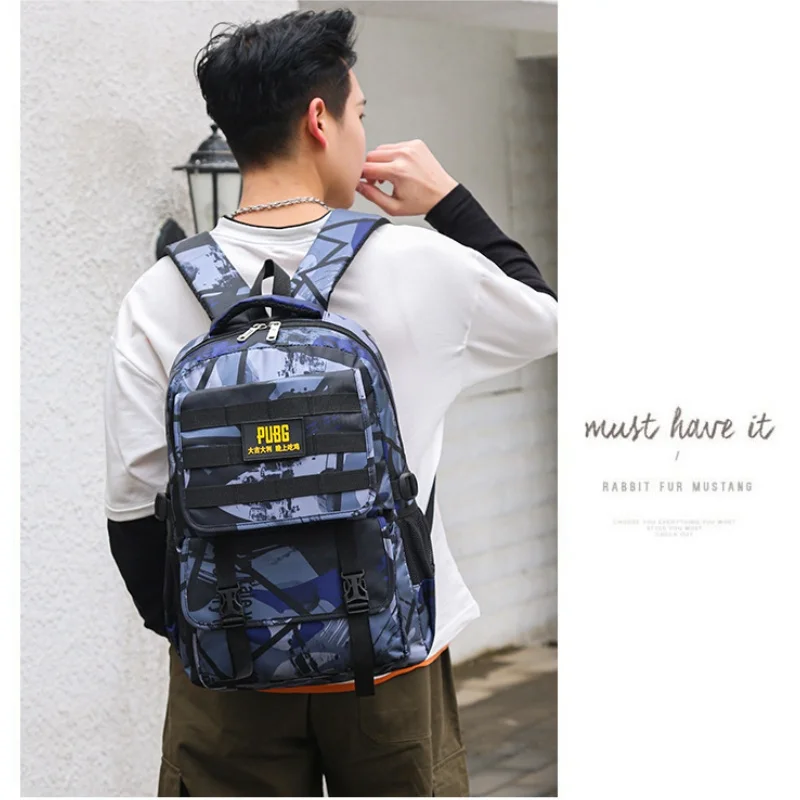 Fashion Trend Lightweight Camouflage Game Backpacks New Large Capacity School Bags for Men Junior Middle School Students Hot
