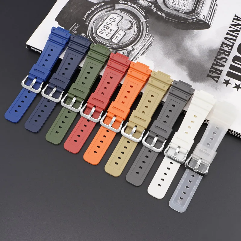 Ремешок из силиконовой смолы 16 мм для Casio G-Shock DW-6900 5600E GW-M5610 GA-2100 GD110 GLS8900, мужской и женский спортивный ремень на запястье (art.: 3920cf89de292) - 3920cf89de292
