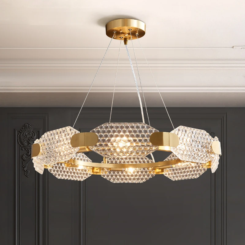 

Art LED Chandelier Pendant Lamp Light Modern minimalist glass personality creative dining living luxury wrought iron