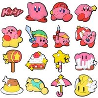 1pcs kawaii pink cartoon croc charms video game shoes decorations for clogs sandals accessories kids birthday party gifts