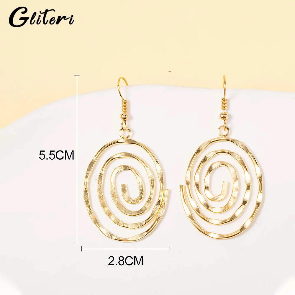 GEITERI 1Pair Hollow Round Spiral Earrings For Women Girls Gold Color Silver Color Geometric Drop Earring Fashion Jewelry Party
