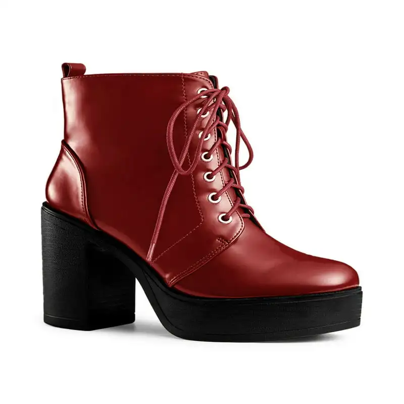 

Women's Platform Chunky High Heel Lace up Combat Boots