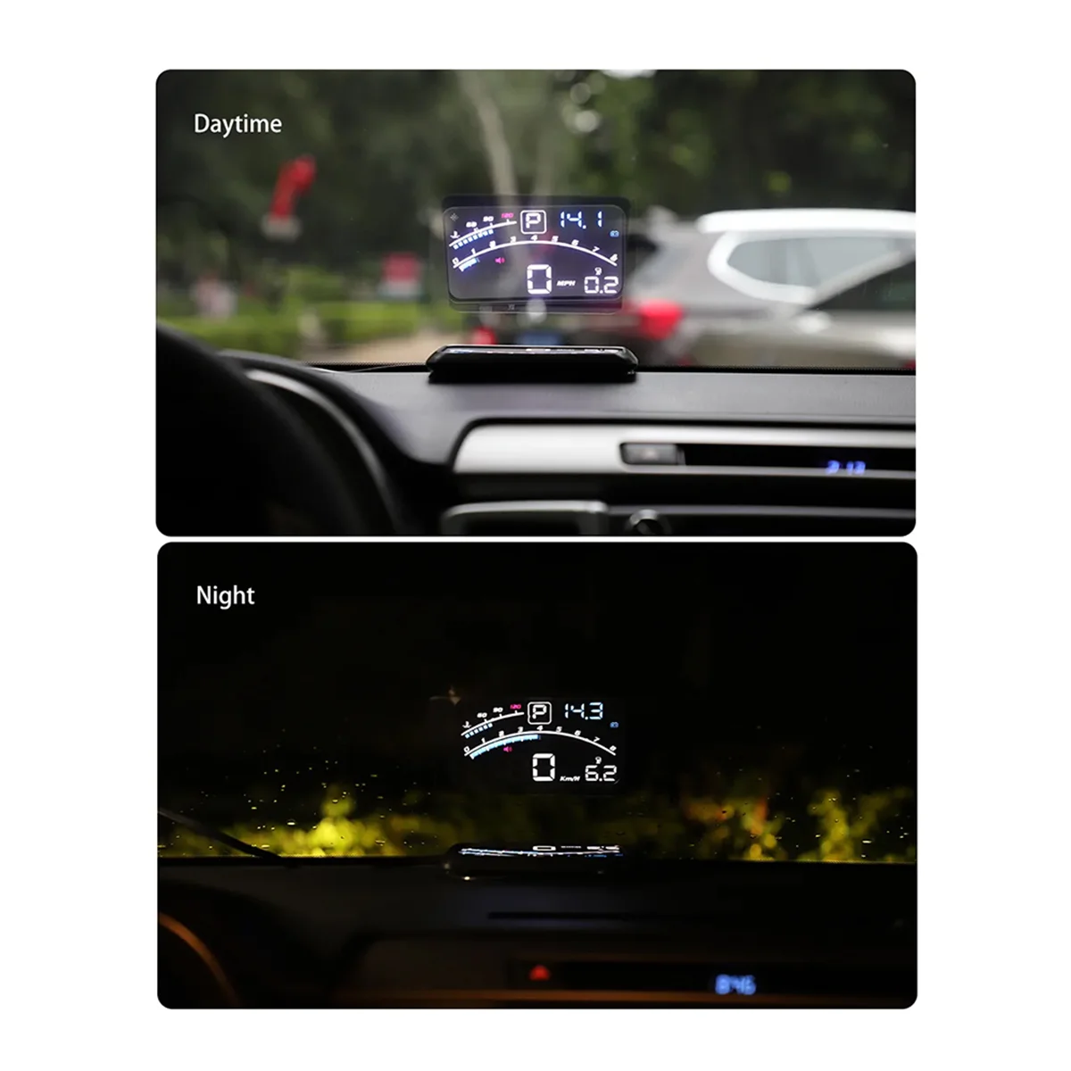 Фото # 176P V41 Heads Up Display Автомобильный OBDII EUOBD 5,5-дюймовый проектор на лобовое стекло HUD Дисплей Напоминание о переключении Температура воды. RPM KM/H (черный) №1