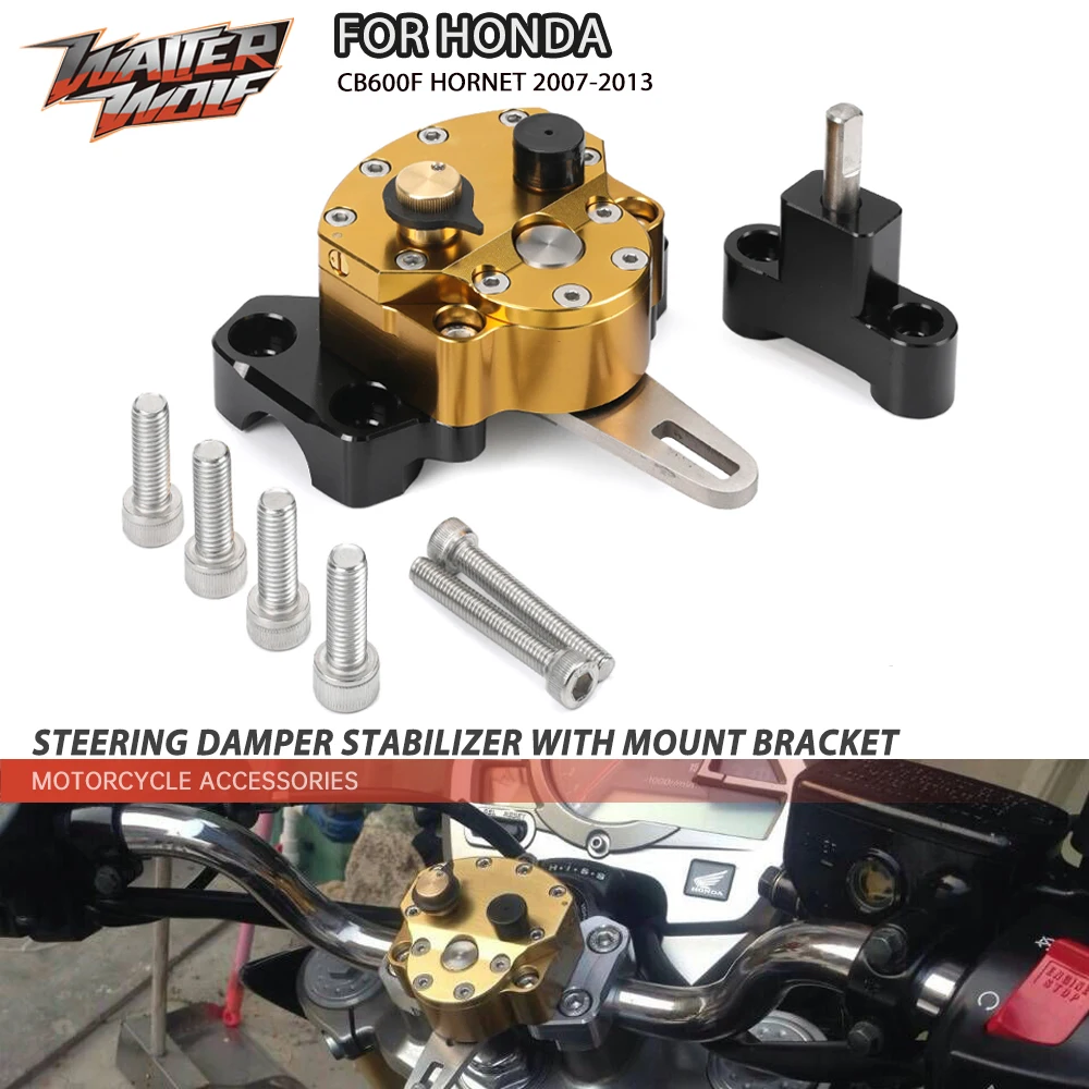 

CB600F Motorcycle Steering Damper Stabilizer with Mount Bracket For HONDA CB 600F 600 F HORNET 2007-2013 2008 2011 Accessories