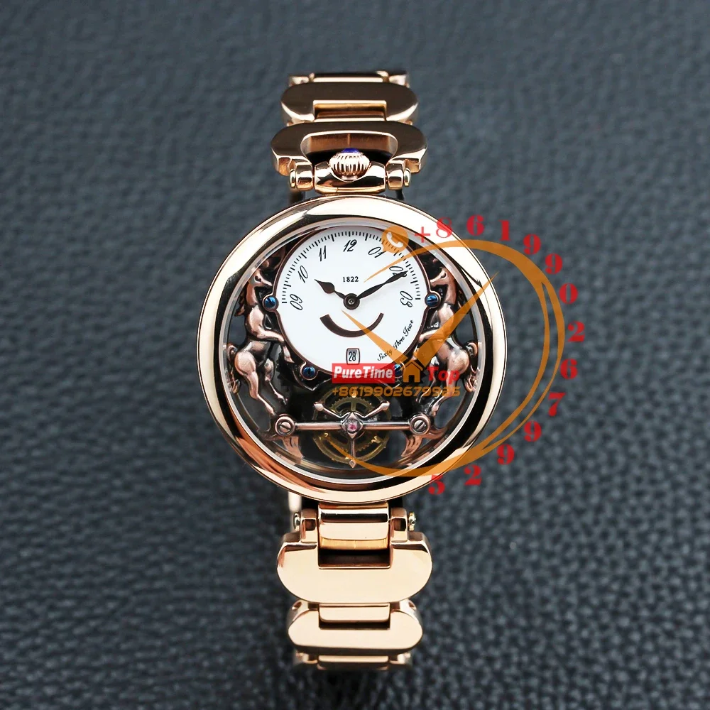 

Часы Amadeo важнейший турбийон IV AIVS002 швейцарские кварцевые мужские часы розовое золото Белый Скелет циферблат стальной браслет 2023 Топ