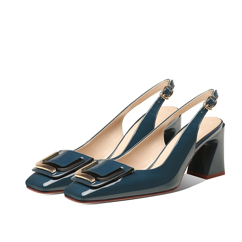 cut-outs open toe summer sexy high heel shoes woman sandals female buckle party shoes ladies leather beach sandals black mules