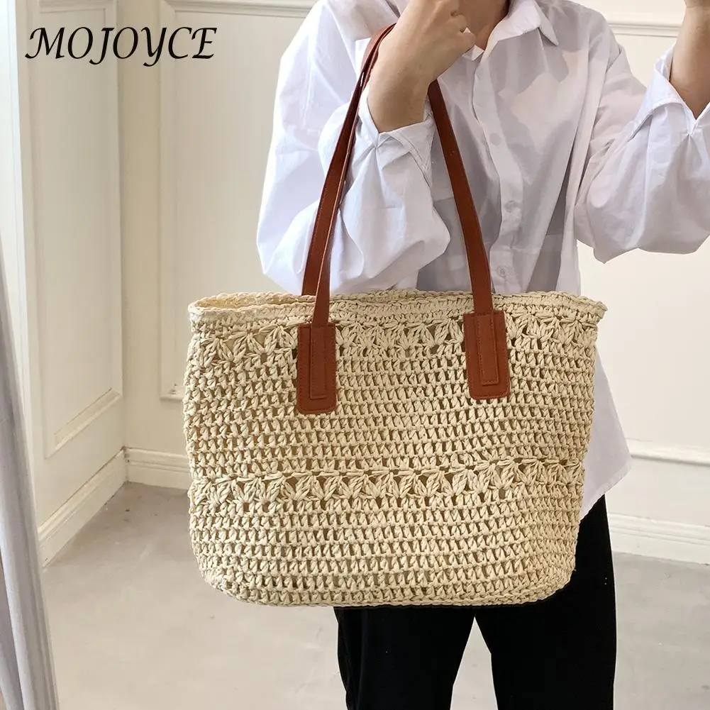 

Summer Fashion Straw Woven Shoulder Bags Women Large Capacity Boho Underarm Bags Seaside Beach Vacation Female Shopping Handbag
