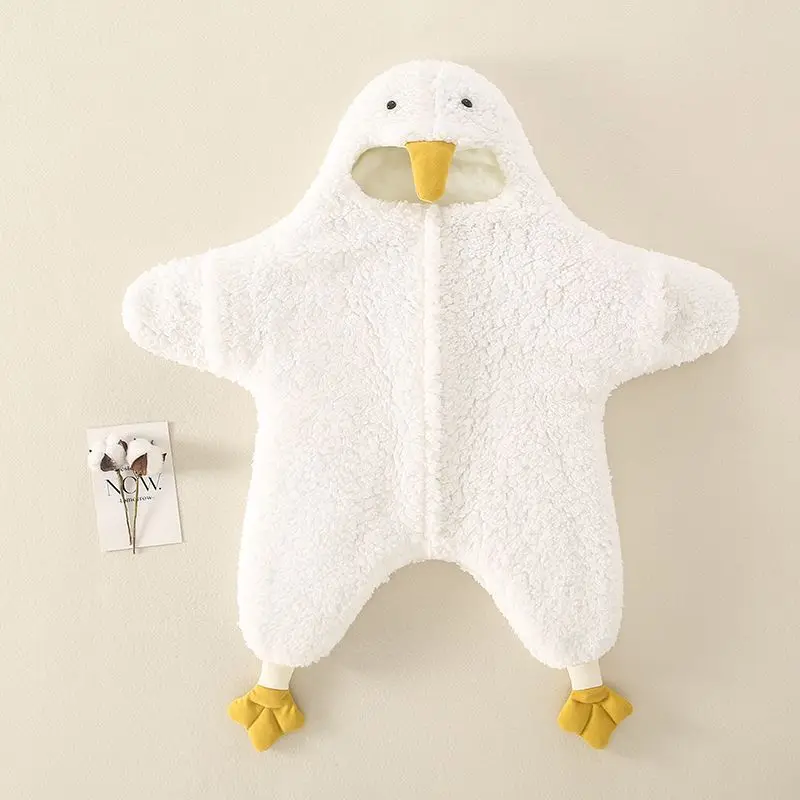 

Baby Bodysuit Winter Fleece Thickened Hooded Hugo Baby Cute Western Style Suit Warm Creeper Outwear Newborn Photography Romper