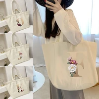 womens shopping bag multifunctional pack foldable gold letter series reusable harajuku style canvas student tote bags shoppers