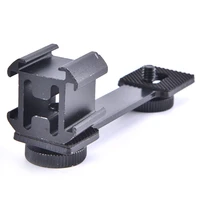 3 in 1 triple hot shoe mount adapter extension bracket holder forboya by mm1 microphone stand for smooth 4 dji osmo mobile