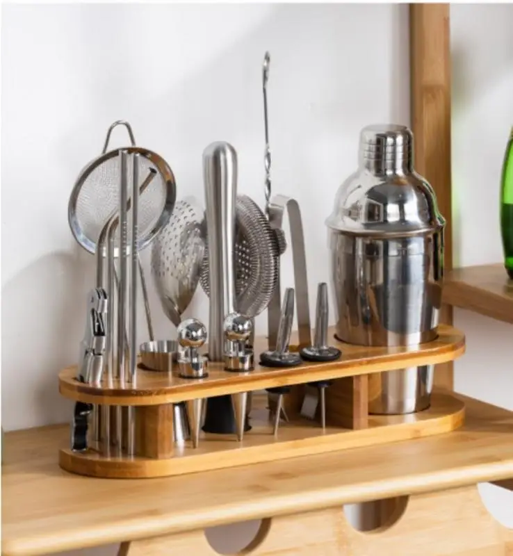 

Shakers Bartending Set Stainless Steel Bar Tool Kit For Drink Mixing 18pcs/set Bartender Accessories With Stand Cocktail Kit For