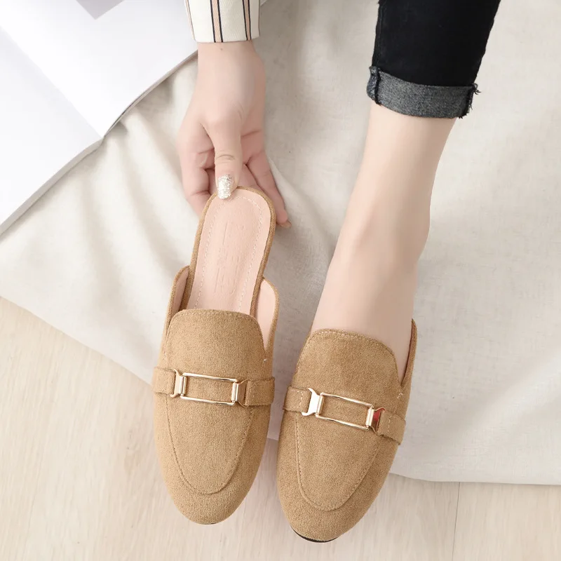 Spring and Autumn New Slipper Women Half To Restore Ancient Ways Lazy Outside Wear Baotou Size Fashion Muller Shoes Women Shoes