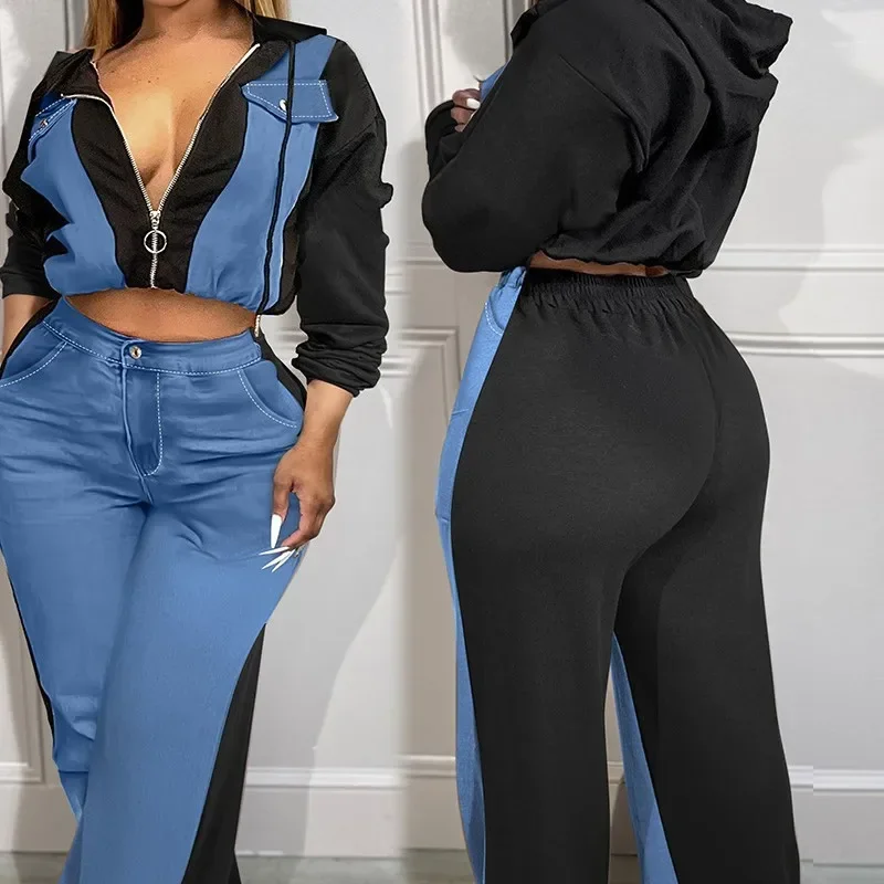 Женский комплект из двух предметов с цветными блоками и клапанами на молнии