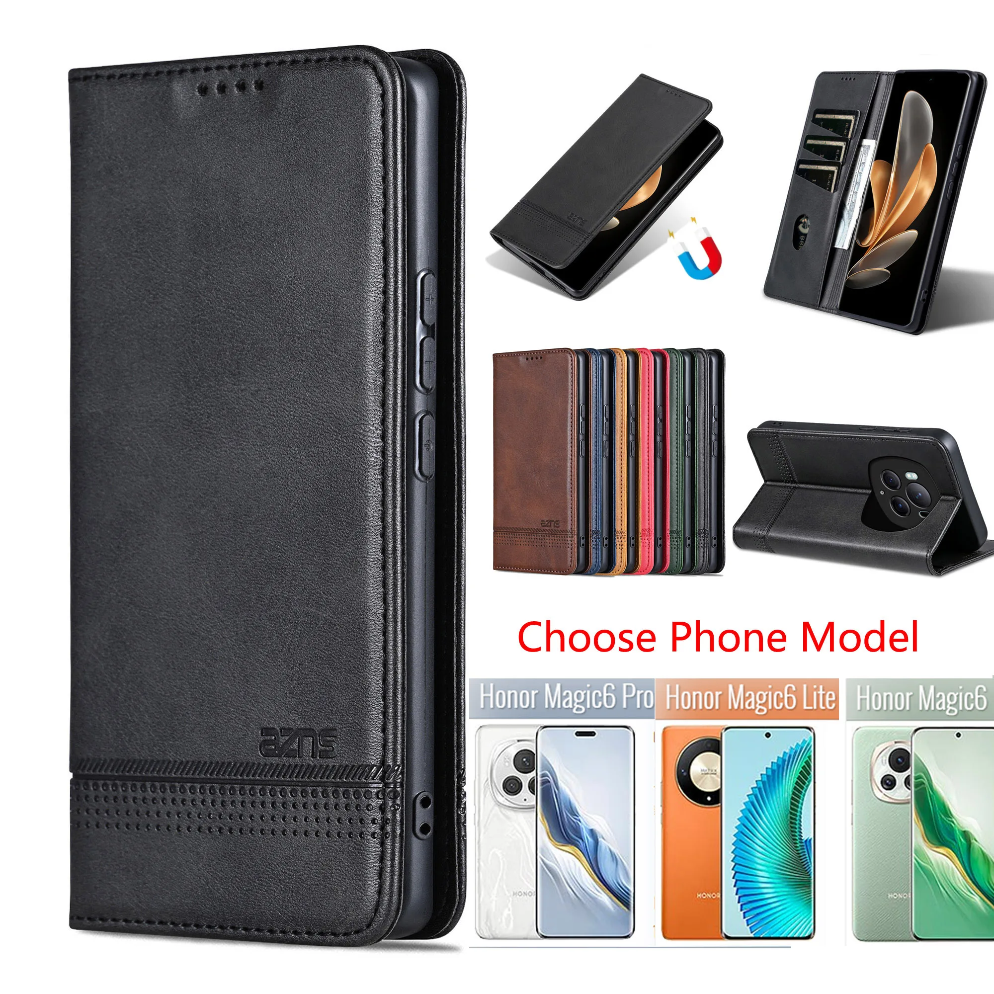 Новый стиль Honor Magic 6 PRO 5G роскошный кожаный чехол в стиле ретро держатель для книги