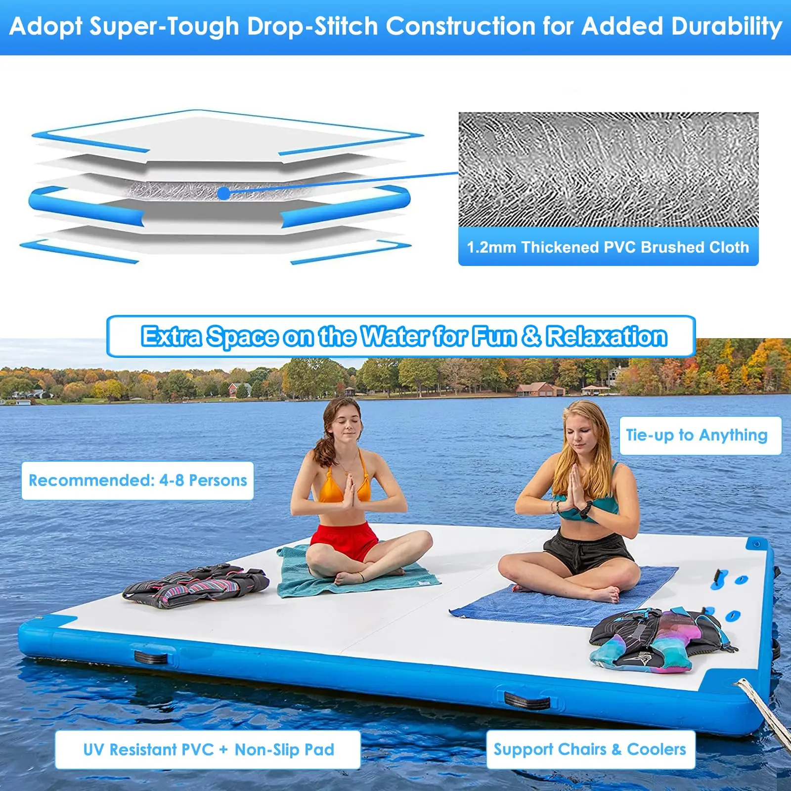 Плавающая водяная платформа 6 футов/8 футов/10 футов многофункциональный надувной