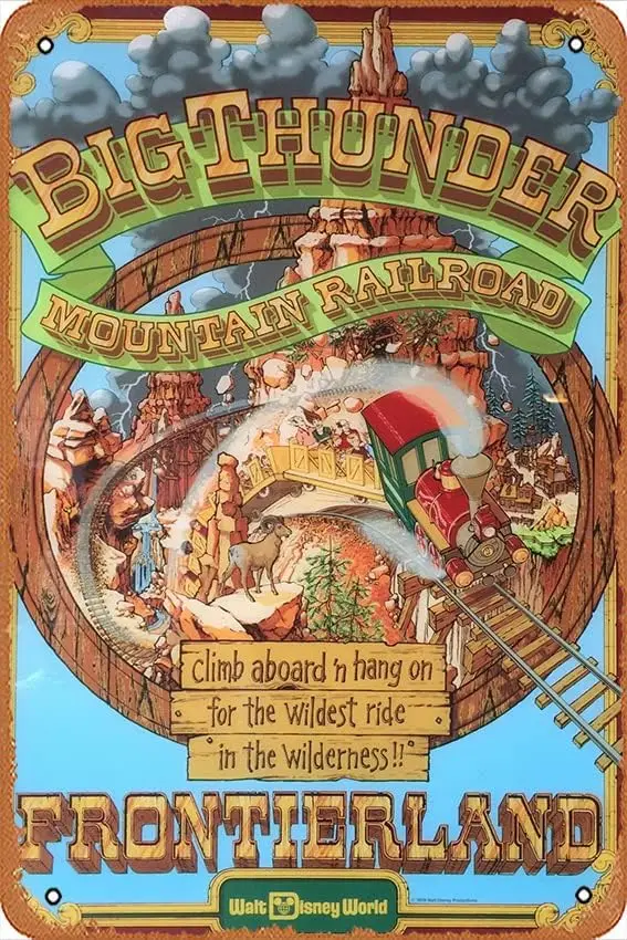 ntge Trel rt - Bg Thund Mountn Rlrod Пошта | Metl Tn Sgn Post Retro Grge Yrd Home Cfe Br Club Hotel Wll Decorton Stcs Sgns