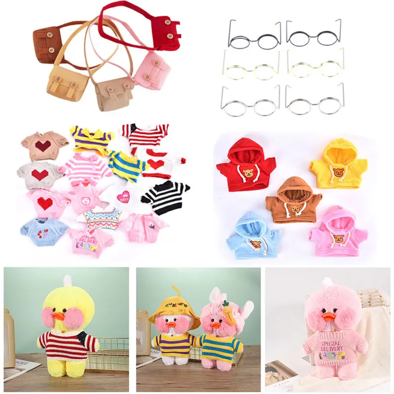 

Duck Girls Gift Clothes For Duck 20-30 Cm Yellow Plush Ducks Bags Clothes Glasses Hairband Plush Animal Doll Accessories