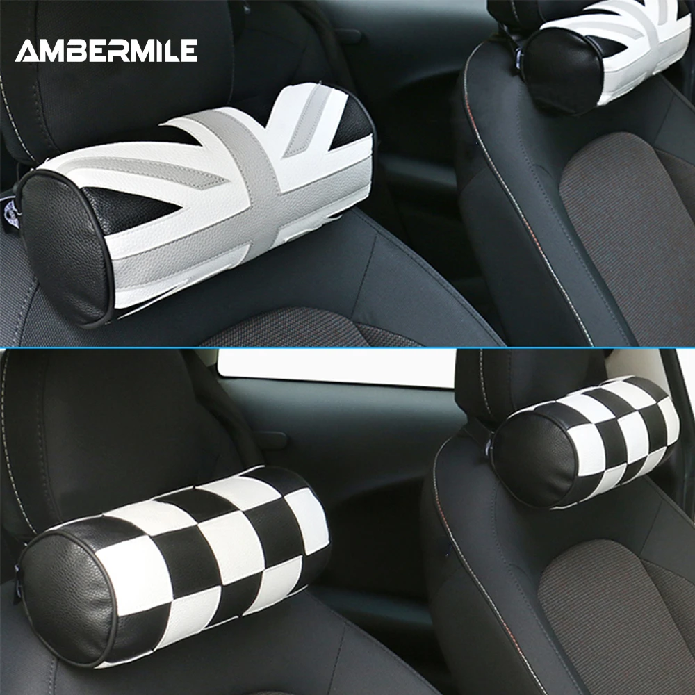 Фото Универсальная автомобильная подушка AMBERMILE, подголовник для Mini Cooper R50 R53 R55 R56 R60 R61 F54 F55 F56 F57 F60, аксессуары №2