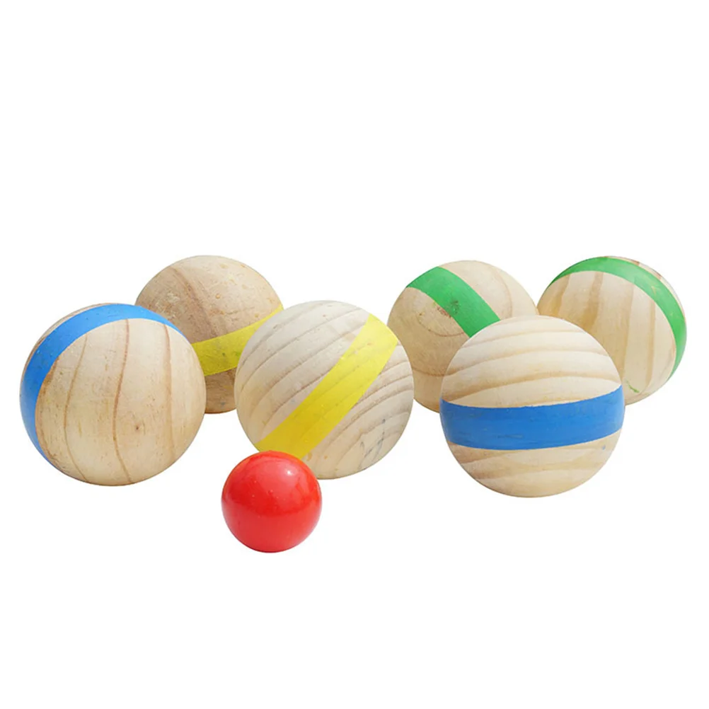 

7Pcs Creative Wooden Balls Children Rolling Balls Outdoor French Style Bocce