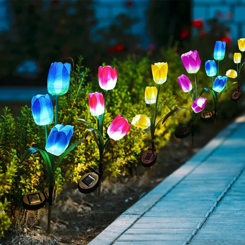 

Solar Lights Outdoor Waterproof LED Garden Light Solar Power Tulip Rose Solar Garden Decoration Outdoor Lighting Solar Lawn Lamp