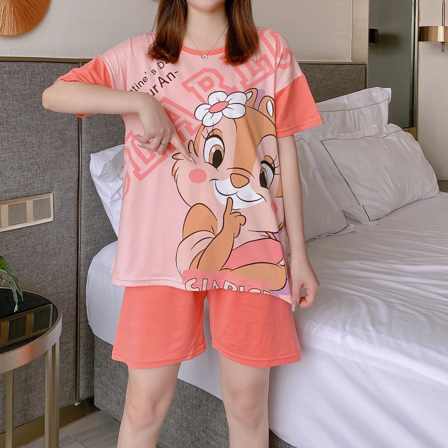 

Disney Mickey Mouse Pajamas Ladies Summer Short Sleeve Thin Short Sleeve Shorts Two Piece Loose New Comfortable Homewear