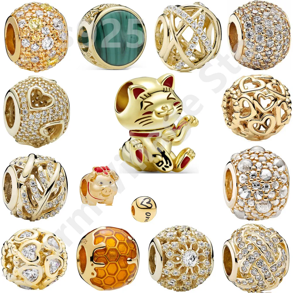 

Женская цепочка безопасности подвеска золотые аксессуары счастливая кошка совместимый с медом Шарм браслет оригинальный Шарм подарок опт...