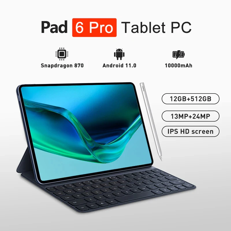 

Tablet PC 11 Inch Original Pad 6 Pro Snapdragon 870 12GB 512GB Android 12 10000mAh tablet 5G WIFI Dual SIM Card 4K Mi Pad